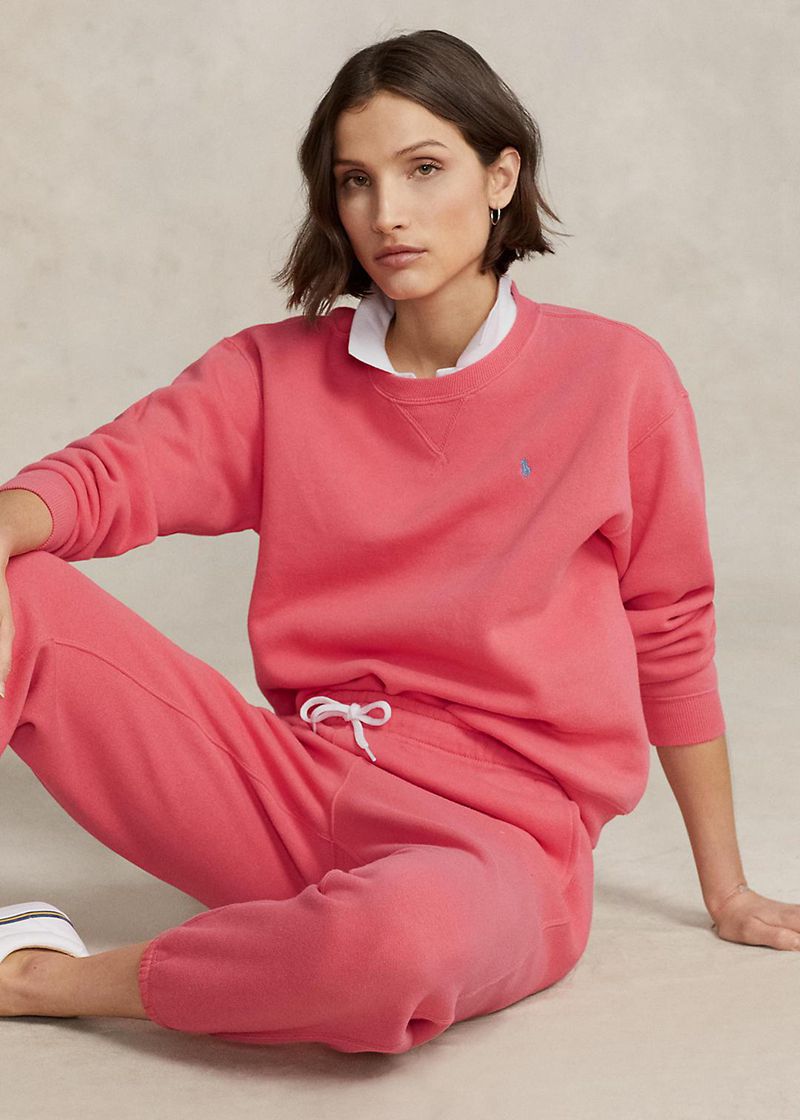 Bluza Polo Ralph Lauren Damska Różowe Polarowa Okrągłym Dekoltem Pullover 082634-JXI